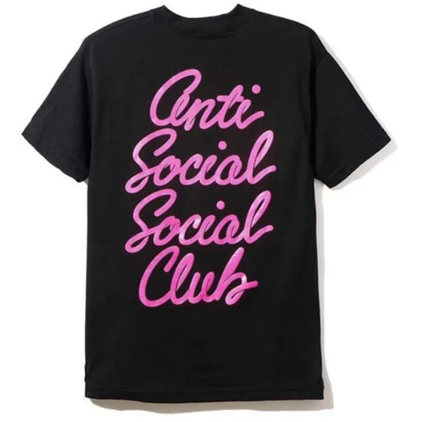 Out This World Anti Social Club Pink Cursive Tee (Black Bramalea City Centre)