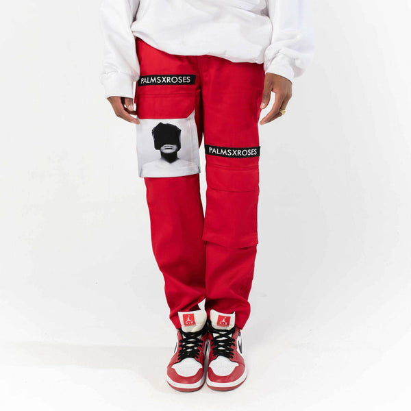 Palms and Roses Cargo Pants (Red)