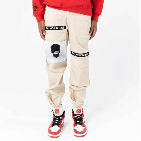 Palms and Roses Cargo Pants (Beige)