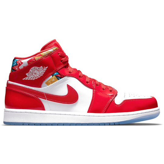 Jordan 1 Mid (Barcelona Sweater Red Patent)