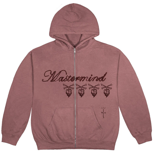 Travis Scott Cactus Jack For Mastermind Skull Zip Up Hoodie (Washed Red)