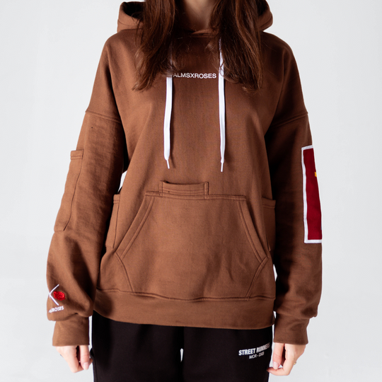 Palm and Roses Virgil Abloh Printed Hoodie (Brown)