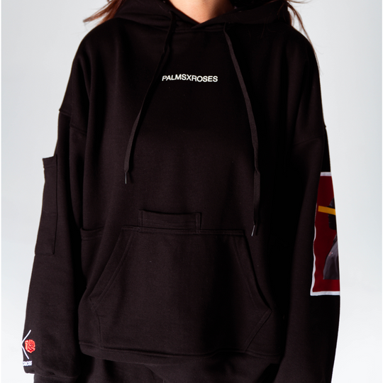 Palm and Roses Virgil Abloh Printed Hoodie (Black)