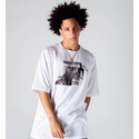 Palm and Roses Oversized  Virgil Abloh Print T-Shirt  (white)