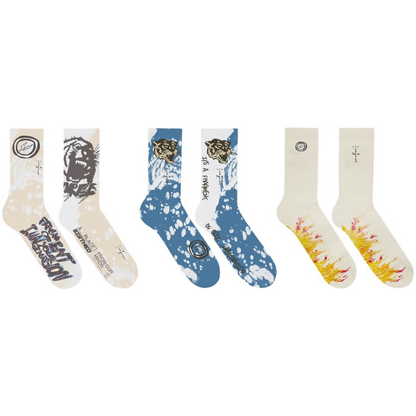 Travis Scott Cactus Jack For Fragment Socks (3 Pack) Multi