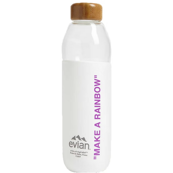 EVIAN BY VIRGIL ABLOH x SOMA Make A Rainbow Refillable Glass Water Bottle (White/Purple)