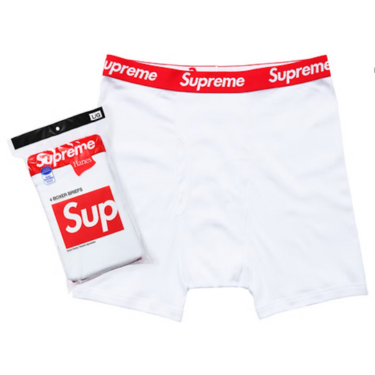 Supreme Hanes Boxer Briefs (4 Pack) White