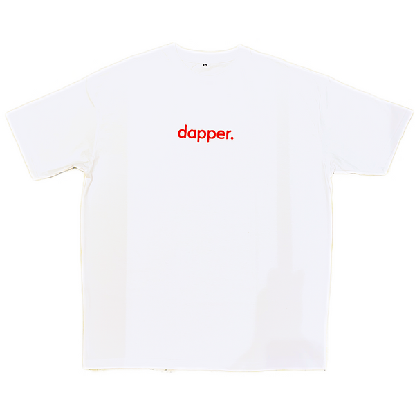Dapper Oversized Cotton T-Shirt (White/Red Embroidery)