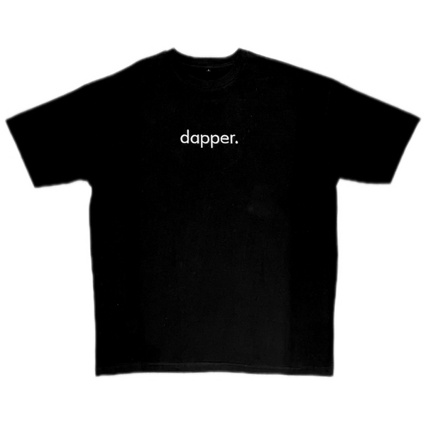 Dapper Oversized Cotton T-Shirt (Black/White Embroidery)