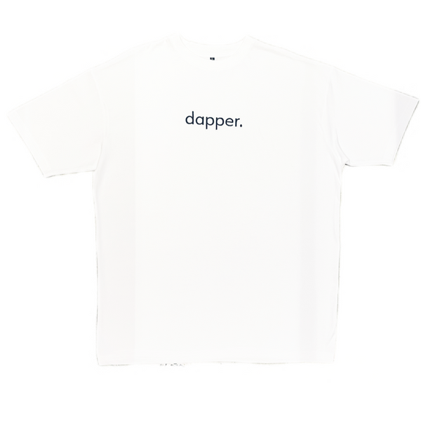 Dapper Oversized Cotton T-Shirt (White/Black Embroidery)