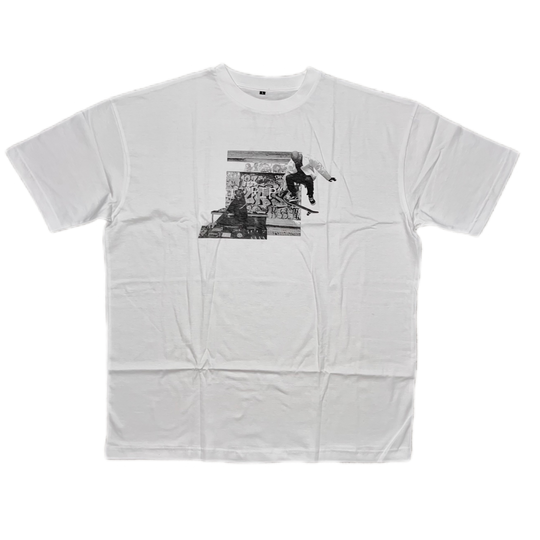 Palm and Roses Oversized  Virgil Abloh Print T-Shirt  (white)