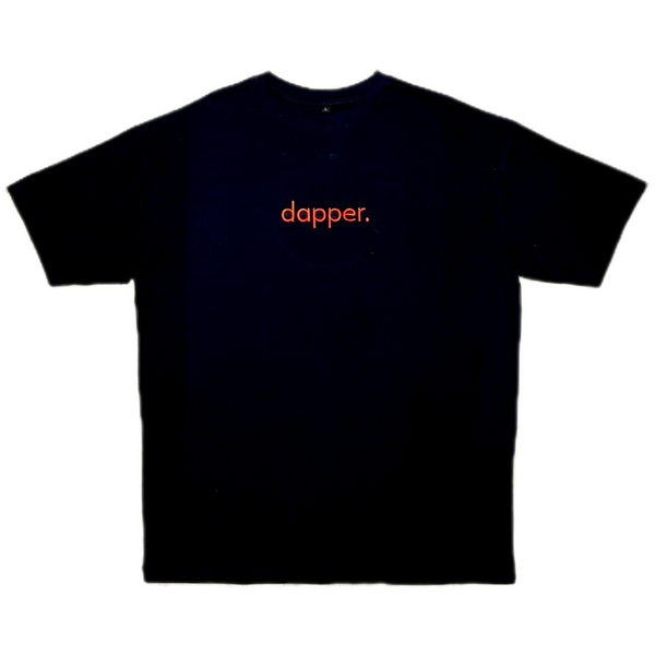 Dapper Oversized Cotton T-Shirt (Black/Red Embroidery)